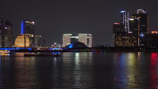 杭州钱江新城城市阳台夜景实拍视频素材