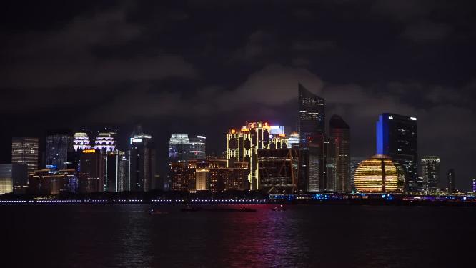 杭州钱江新城城市阳台夜景实拍视频素材