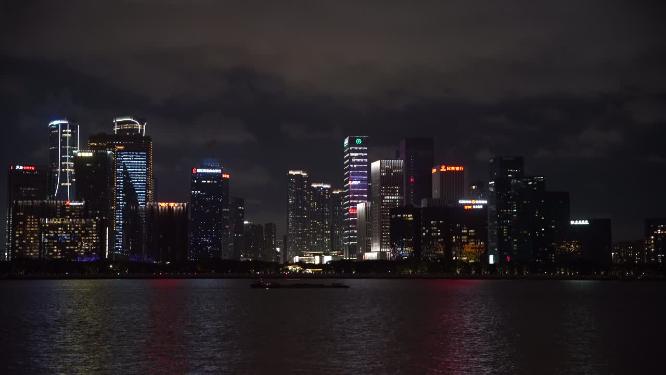 杭州钱江新城城市阳台夜景实拍视频素材