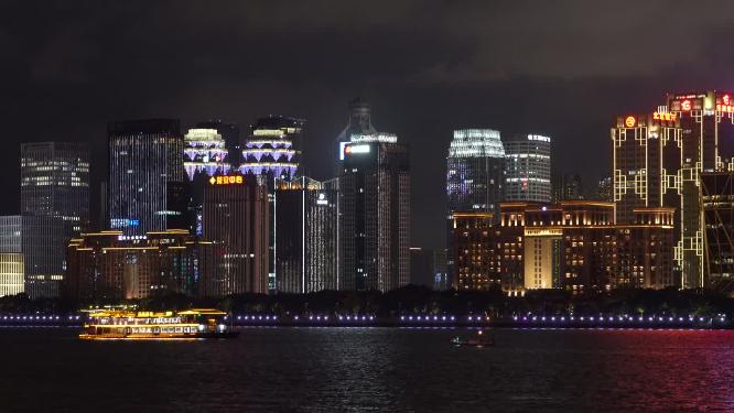 杭州钱江新城城市阳台夜景实拍视频素材