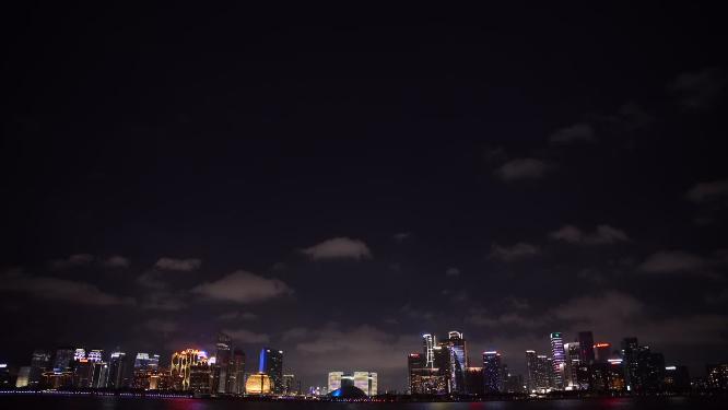 杭州钱江新城城市阳台夜景实拍视频素材