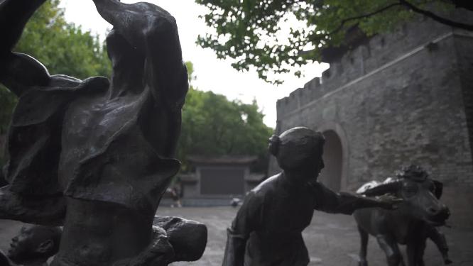 杭州拱墅区古城墙陈列馆景点视频素材