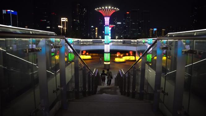 杭州钱江世纪公园夜景实拍视频素材