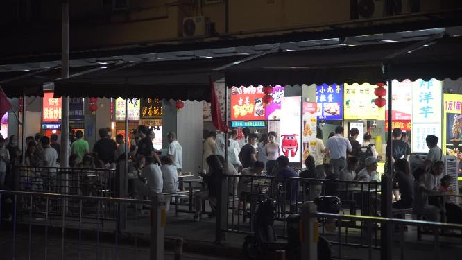 杭州啦喜街美食街夜景视频素材