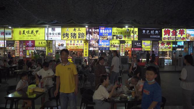 杭州啦喜街美食街夜景视频素材