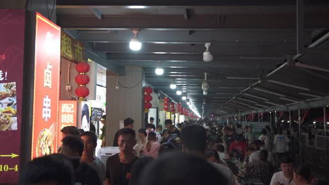 杭州啦喜街美食街夜景视频素材