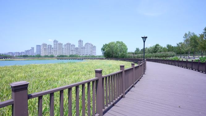 武汉洪山区杨春湖公园风景实拍视频