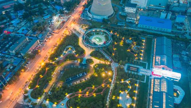 沈阳华润时代公园城市夜景航拍延时摄影