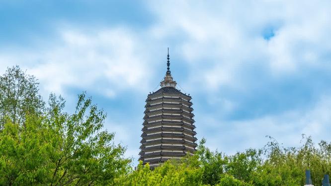 辽宁沈阳浑南白塔公园古塔延时摄影