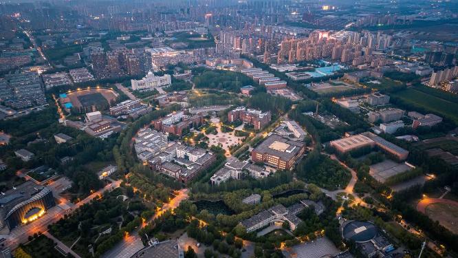 沈北新区沈阳师范大学夜景航拍延时摄影