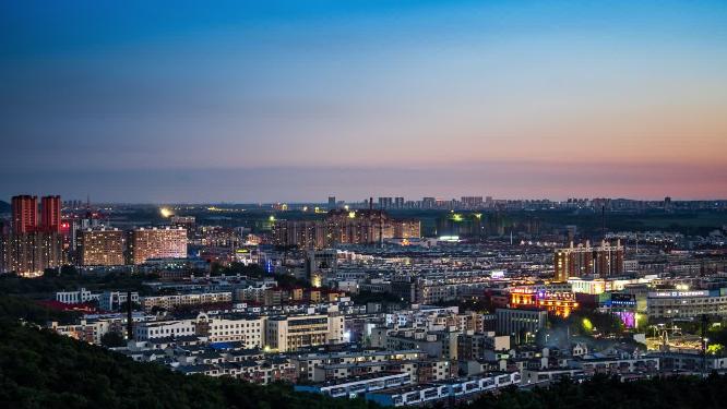 辽宁铁岭市区城市风景黄昏夜景延时摄影