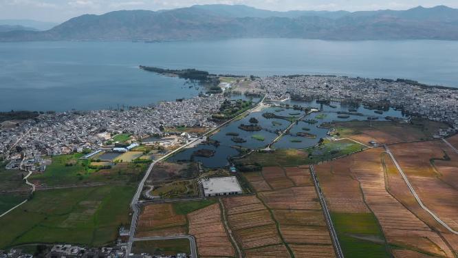 大理洱海城镇农田耕地视频
