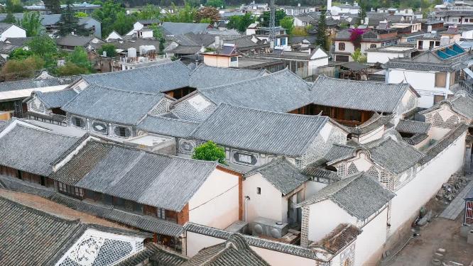 喜洲古镇步行街航拍