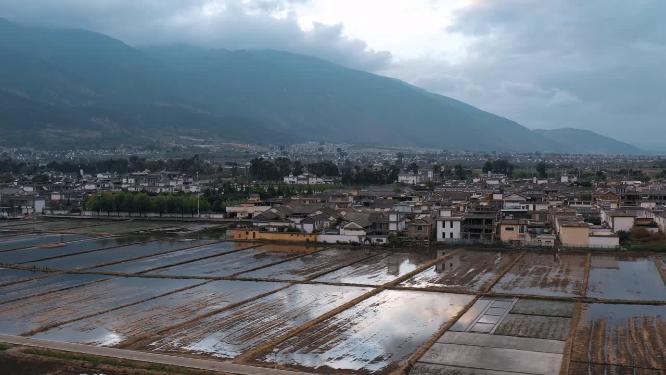 农耕农田耕地乡村倒影航拍