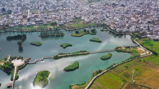 大理污水处理净化湿地航拍