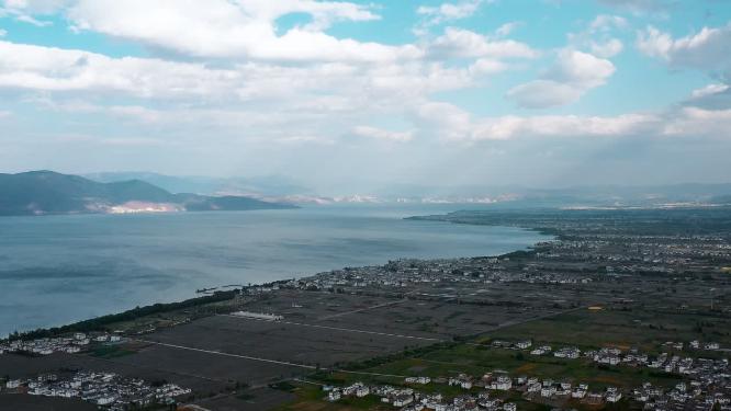 洱海边乡镇农田航拍