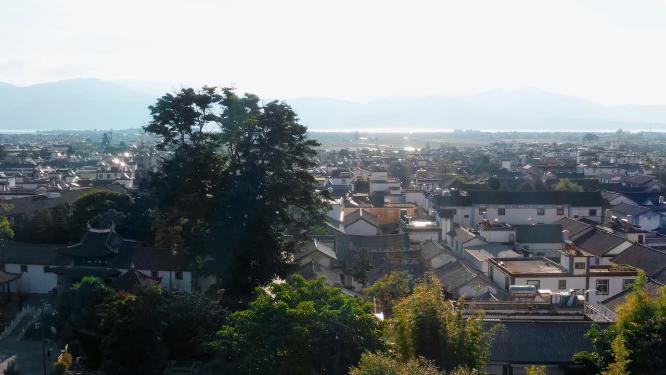 云南大理喜洲古镇全景航拍