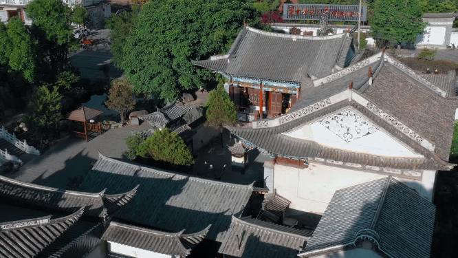航拍寺庙门楼 