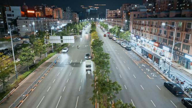 城市夜景深圳龙岗公路行驶汽车