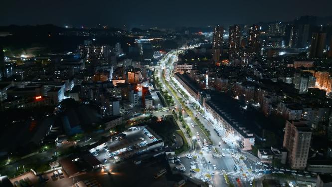 城市夜景视频深圳龙岗夜晚城中村公路
