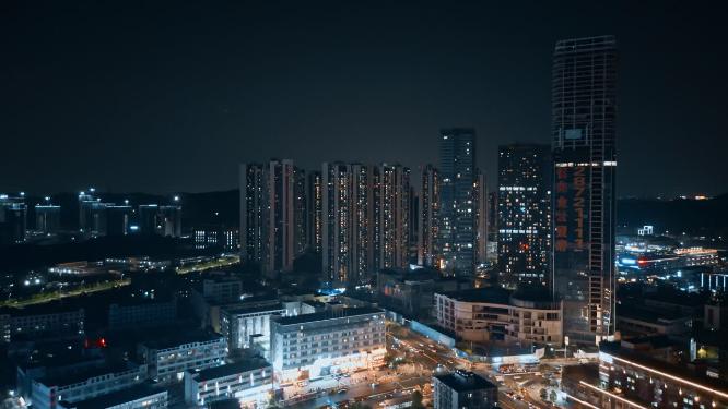 深圳龙岗高层住宅林立高楼灯光远景
