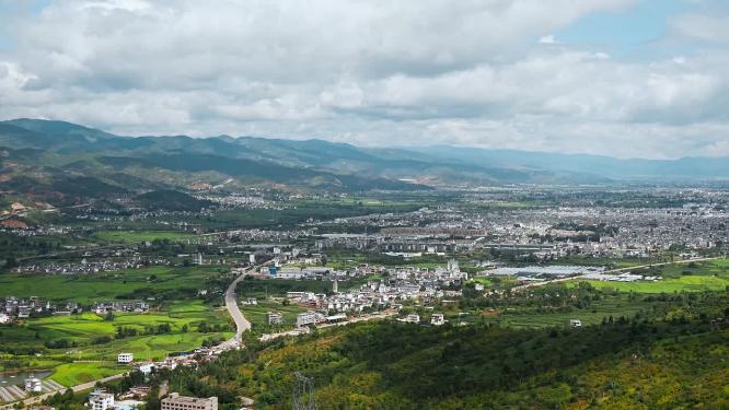 云南大理巍山县城全景延时