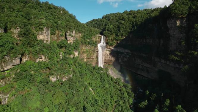 绿水青山视频云南昭通植被丰茂原始森林瀑布风光