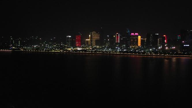 杭州现代城市建筑夜景