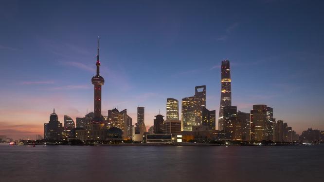 上海陆家嘴大气日出延时