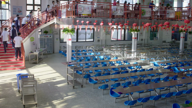 校园食堂学生就餐延时素材
