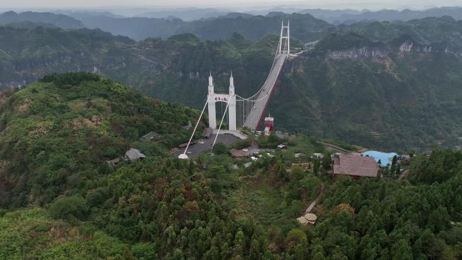 航拍湖南湘西矮寨旅游区风景