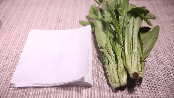 青菜鸡毛菜裹厨房纸放冰箱储存7