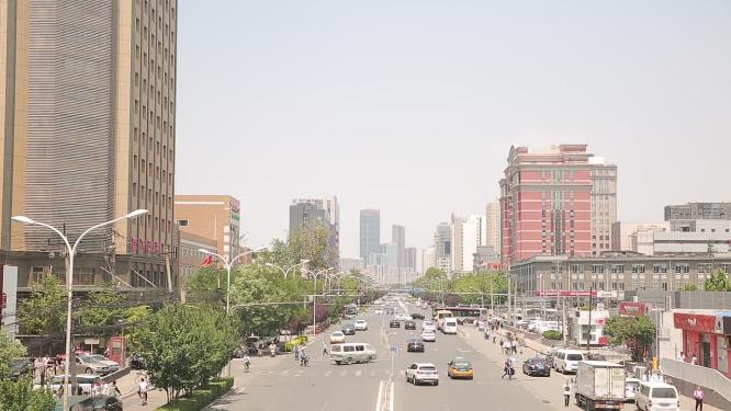 北京街景天桥上拍摄交通马路车流
