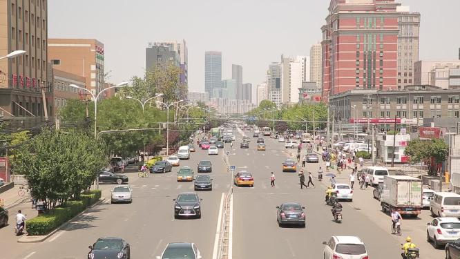 北京街景天桥上拍摄交通马路车流