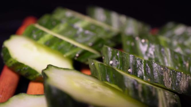 特写黄瓜片青瓜片蔬菜