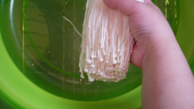 清洗金针菇蘑菇焯水