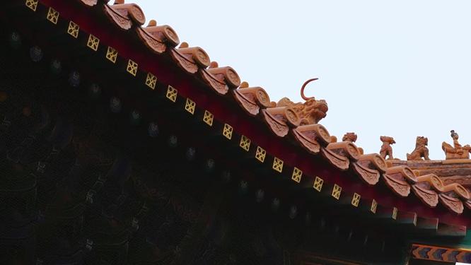 瓦片屋顶瓦当五脊六兽琉璃瓦故宫古建筑