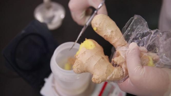 【镜头合集】切片采样生姜食品安全检测
