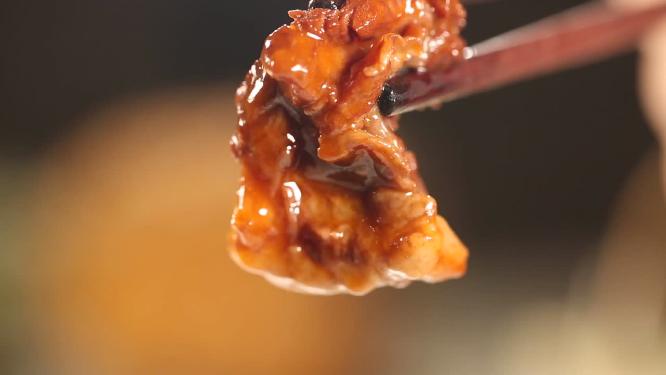 【镜头合集】筷子夹起一块红酒牛肉