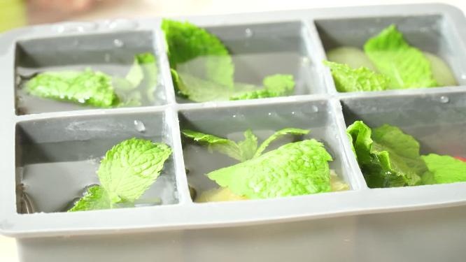 玫瑰花冰格薄荷冰块