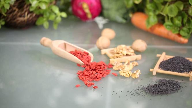 【镜头合集】各种滋补食材枸杞核桃黑芝麻