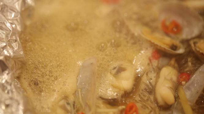 【镜头合集】电磁炉铝箔纸制作花甲粉丝锡纸蛏子
