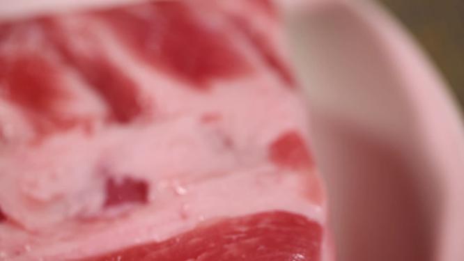 【镜头合集】观察猪肉纹理五花肉肥瘦