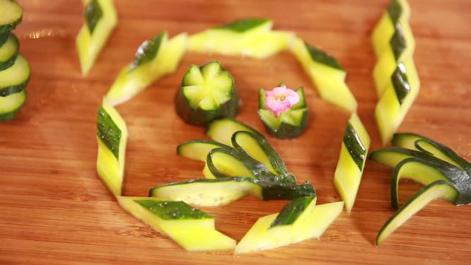 【镜头合集】花刀切黄瓜摆盘