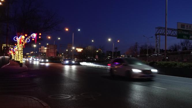 夜景夜晚马路车辆车流交通