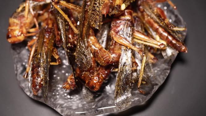 油炸蚂蚱蟋蟀食用昆虫