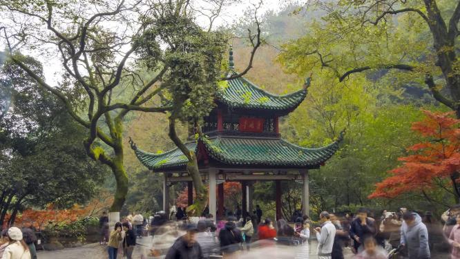 湖南长沙岳麓山爱晚亭延时摄影