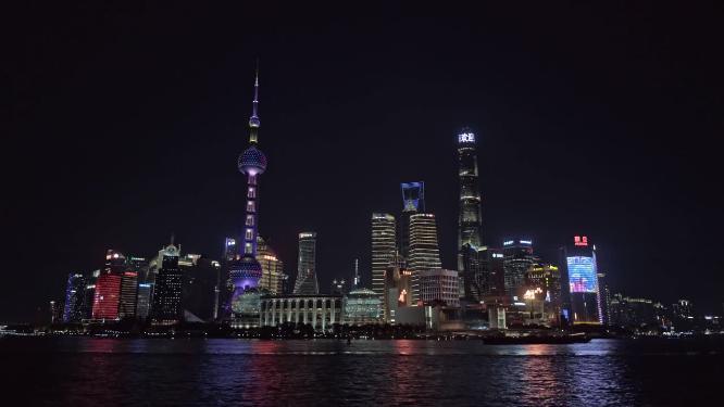 上海外滩东方明珠夜景实拍素材