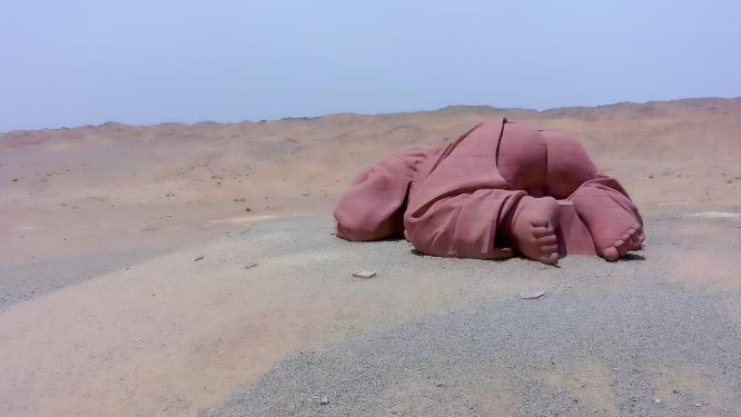 西北大环线甘肃瓜洲大地之子雕塑航拍