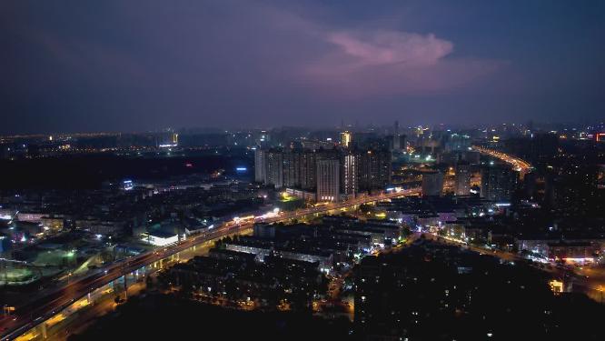 湖南长沙城市夜景航拍空境